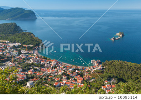 Adriatic Sea Coast Landscape. Petrovac town, Montenegro 10095114