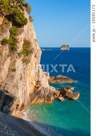 Coastal rocks ans small island in Adriatic Sea, Montenegro 10095173