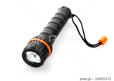 Portable waterproof flashlight isolated on white background Portable waterproof flashlight isolated on white background 10095372