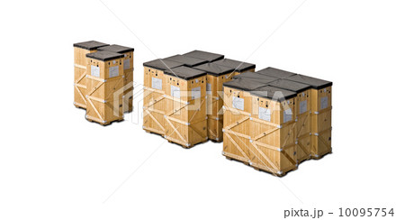 Wooden freight shipping boxes isolated on white 10095754