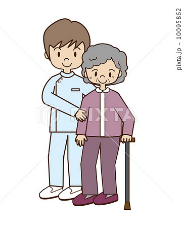 歩行介助のイラスト素材