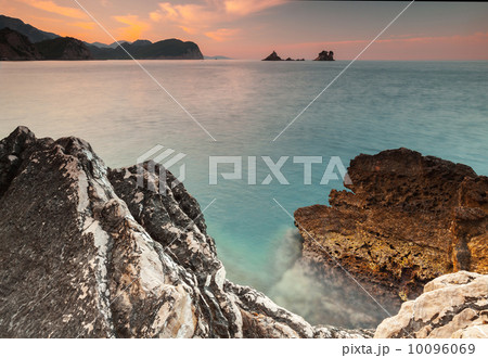 Morning landscape with stones on Adriatic Sea coast, Montenegro Morning landscape with stones on Adriatic Sea coast, Montenegro 10096069