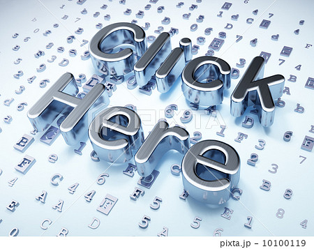 SEO web design concept: Silver Click Here on digital background 10100119