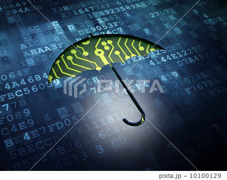 Protection concept: Umbrella on digital screen background Protection concept: Umbrella on digital screen background 10100129