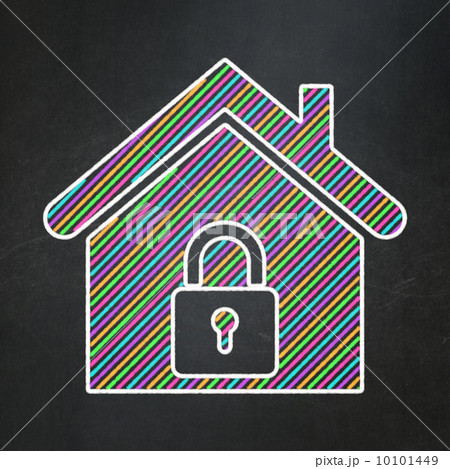 Privacy concept: Home on chalkboard background 10101449