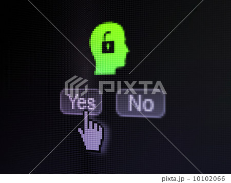 Finance concept: Head With Padlock on digital computer screen Finance concept: Head With Padlock on digital computer screen 10102066