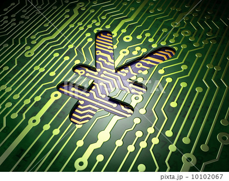 Currency concept: Yen on circuit board background 10102067