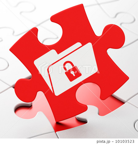 Business concept: Folder With Lock on puzzle background 10103523