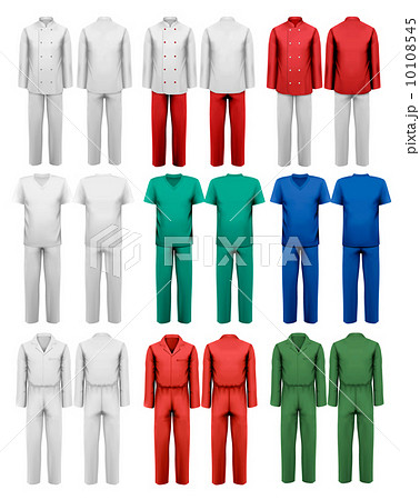 Set of overalls with worker. Design template. Vector illustratio 10108545