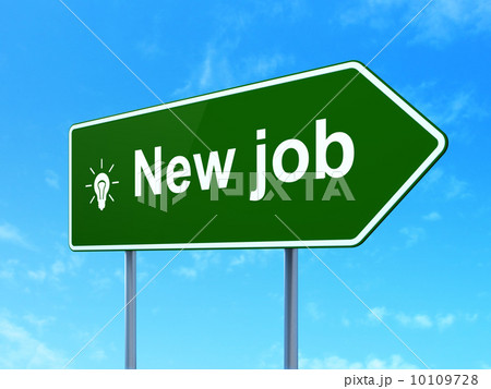 Business concept: New Job and Light Bulb on road sign background 10109728