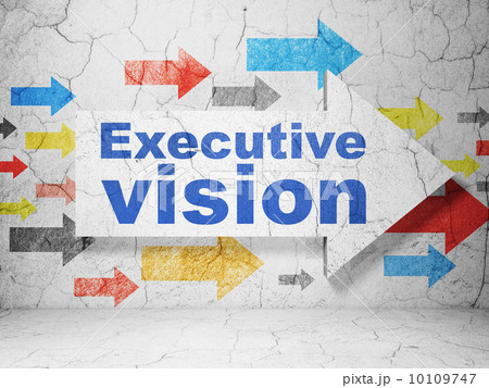Business concept: arrow with Executive Vision on grunge wall background 10109747