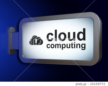 Cloud computing concept: Cloud Computing and Cloud With Keyhole on billboard background 10109772