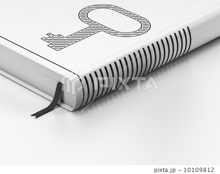 Security concept: closed book, Key on white background 10109812