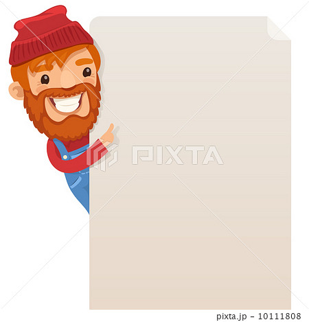 Lumberjack looking at blank poster 10111808