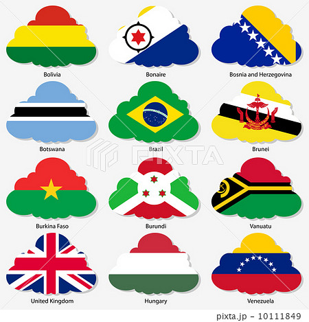 Set  Flags of world sovereign states in  form  clouds. Vector il