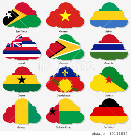Set  Flags of world sovereign states in  form  clouds. Vector il