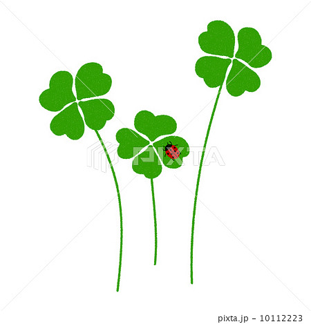クレヨンタッチのイラスト 四ツ葉のクローバーとテントウムシ クレヨンタッチのイラスト 四ツ葉のクローバーとテントウムシ 10112223