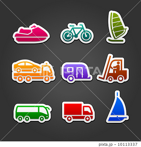 Set simple stickers color transport 10113337