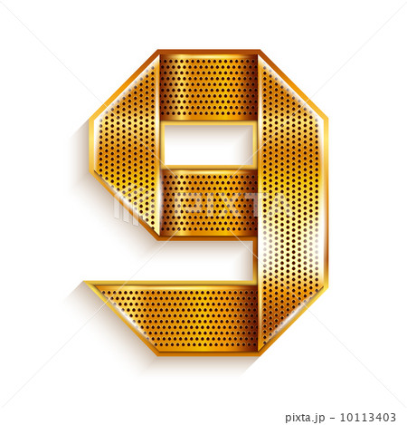Number metal gold ribbon - 9 - nine 10113403