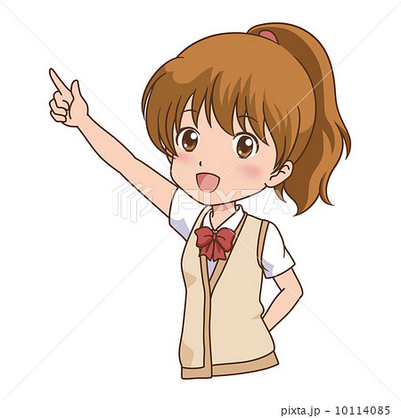 女の子 指差しのイラスト素材
