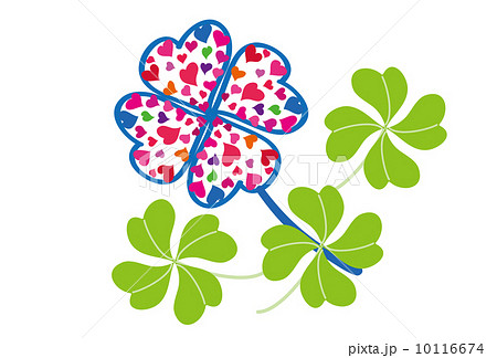 ハート模様の四葉のクローバーのカット 10116674