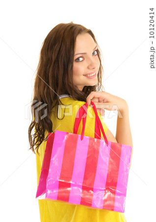 happy woman with shopping bag 10120414