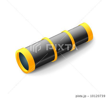 Vintage spyglass, black and white color, closeup isolated on white Vintage spyglass, black and white color, closeup isolated on white 10120739