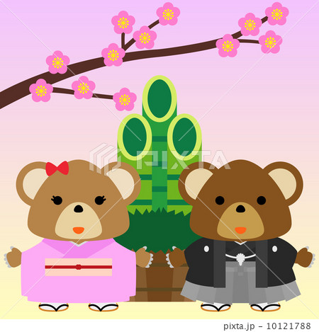 カレンダー用イラスト素材　１月　熊　正方形 10121788