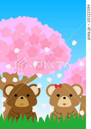 カレンダー用イラスト素材　４月　熊　縦長 10122394