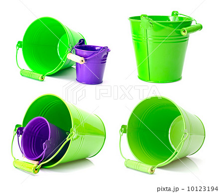Beautiful Colorful Buckets Isolated on White Background Beautiful Colorful Buckets Isolated on White Background 10123194