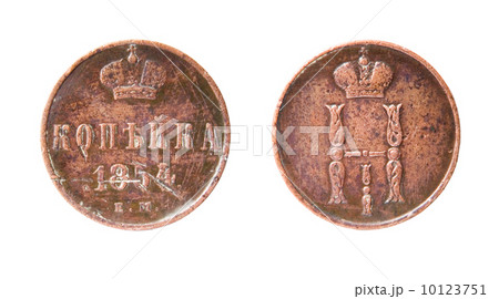isolated old russian coin 10123751