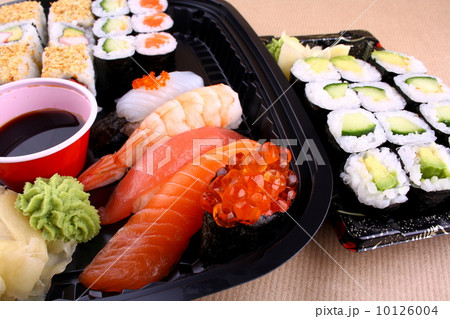 Wasabi and salmon caviar ikura in focus vrom sushi menu 10126004