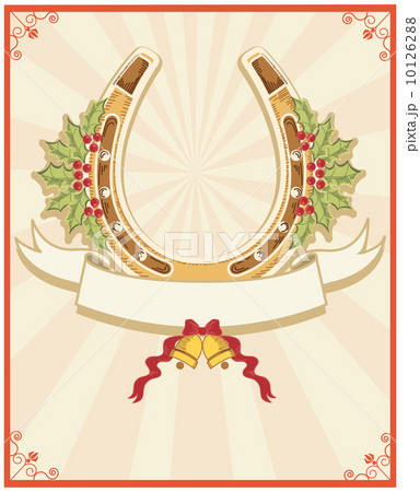 Horseshoe on christmas background with holly berry 10126288