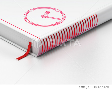 Time concept: closed book, Clock on white background Time concept: closed book, Clock on white background 10127126