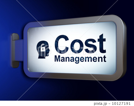 Business concept: Cost Management and Head With Padlock on billboard background Business concept: Cost Management and Head With Padlock on billboard background 10127191