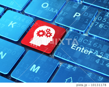 Education concept: Head With Gears on computer keyboard background 10131178