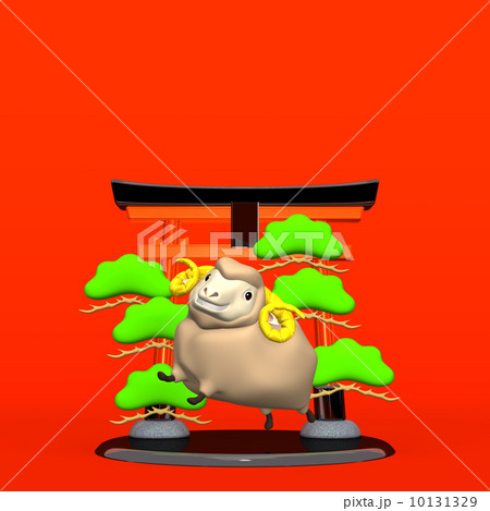 Front View Of Smile Sheep And Symbolic Entrance On Red Text Space 10131329