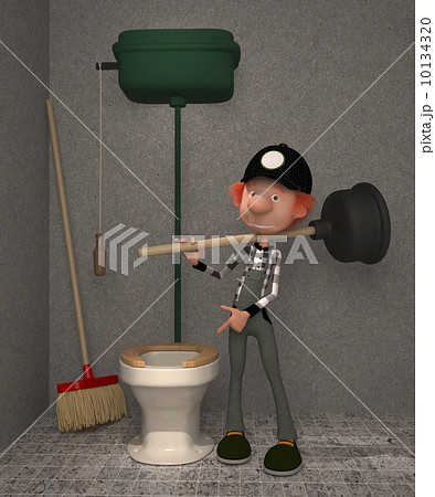 3D boy in a toilet. 10134320