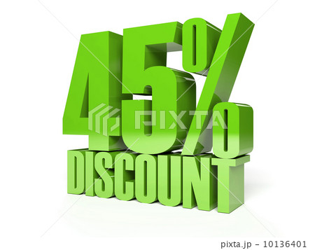 45 percent discount. Green shiny text. Concept 3D illustration. 10136401