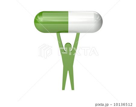 Man holding medical pill. Concept 3D illustration. 10136512