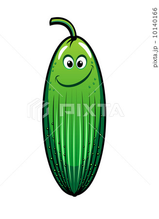 Smiling green cartoon cucumber vegetable 10140166