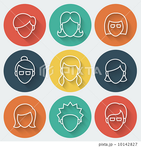Female Faces Icons Set 10142827