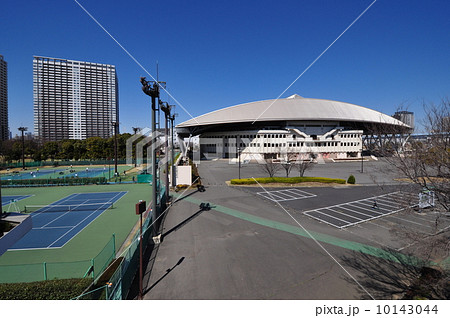 有明コロシアムと有明テニスの森公園の写真素材