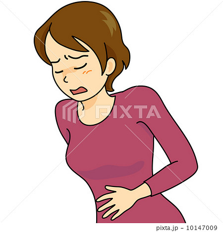 腹痛 イラスト お腹に手をあてる女性のイラスト素材