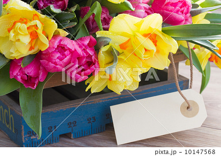 spring flowers with  empty tag 10147568
