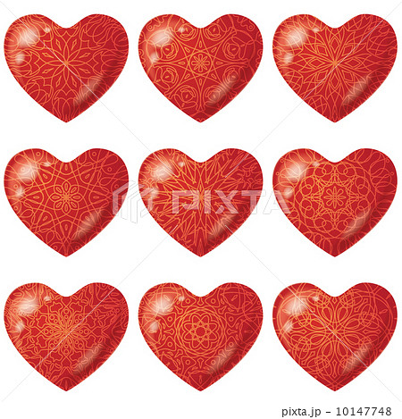 Valentine red hearts with pattern, set Valentine red hearts with pattern, set 10147748