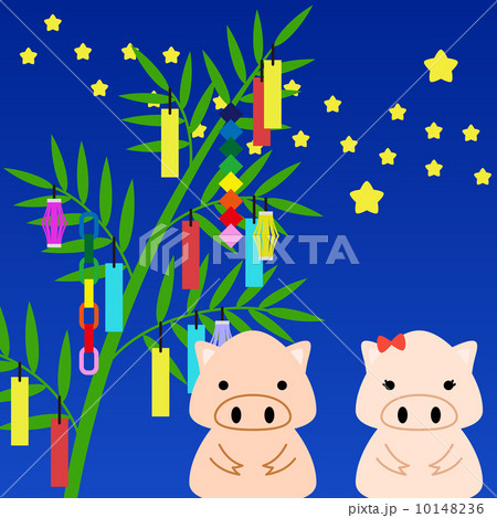 カレンダー用イラスト素材 ７月 豚 正方形のイラスト素材