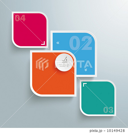 Round Colored Quadrates Template 4 Options Bevel Line PiAd 10149428