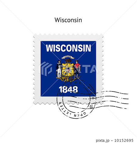State of Wisconsin flag postage stamp. 10152695