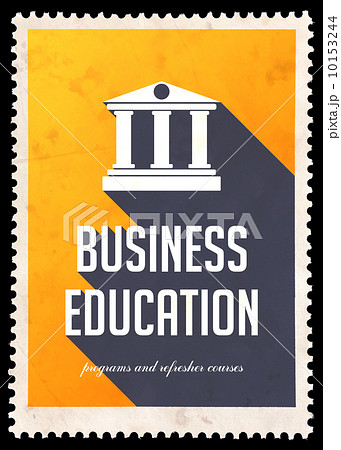 Business Education on Yellow in Flat Design. 10153244